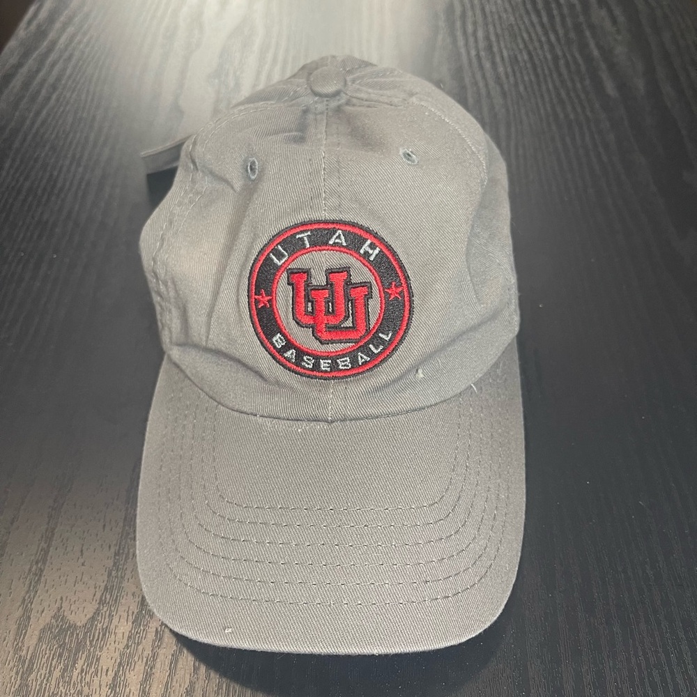 Gray Utah Baseball Cap with Red Embroidered Logo